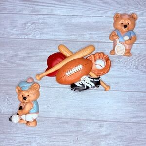 Vintage burwood sports wall art cottage core tennis bears and baseball hangings